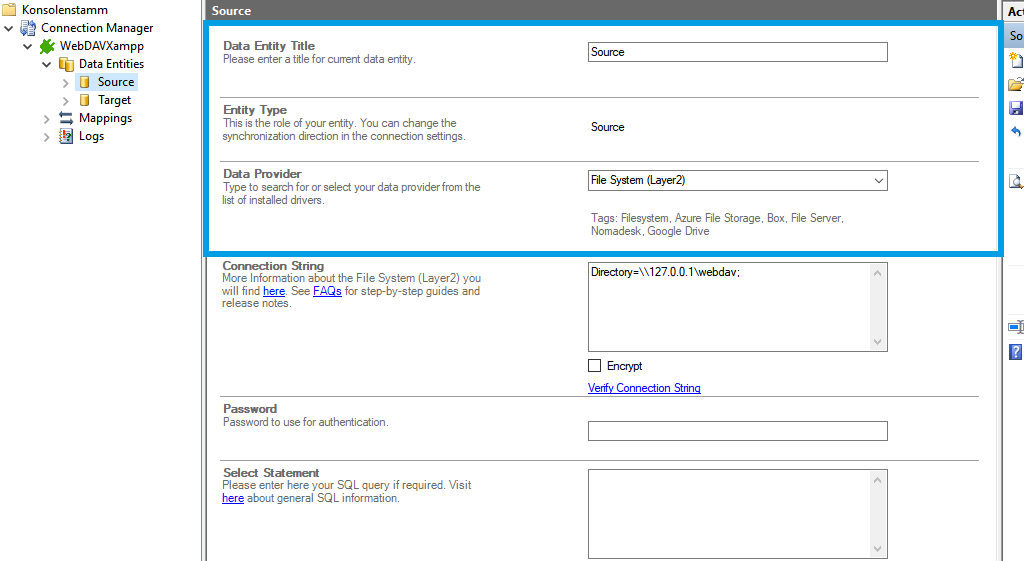 Source setup for webdav integration in the Layer2 Cloud Connector