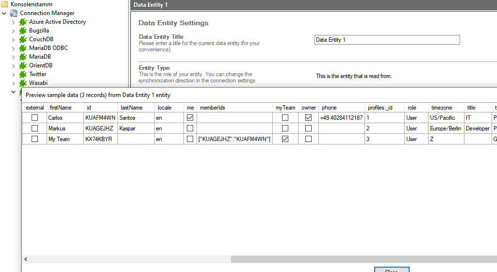 Preview data of wrike integration in the Layer2 Cloud Connector