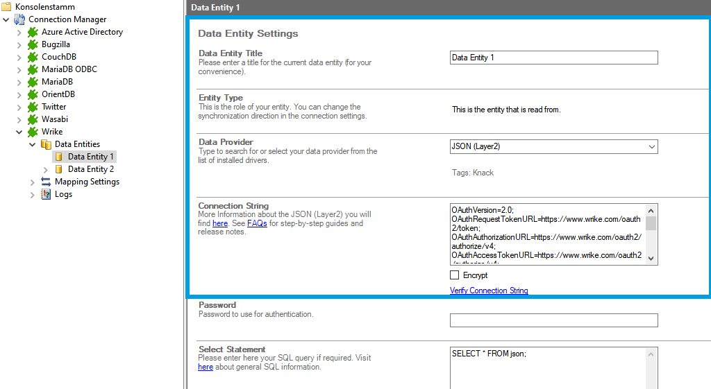 Source setup for wrike integration in the Layer2 Cloud Connector