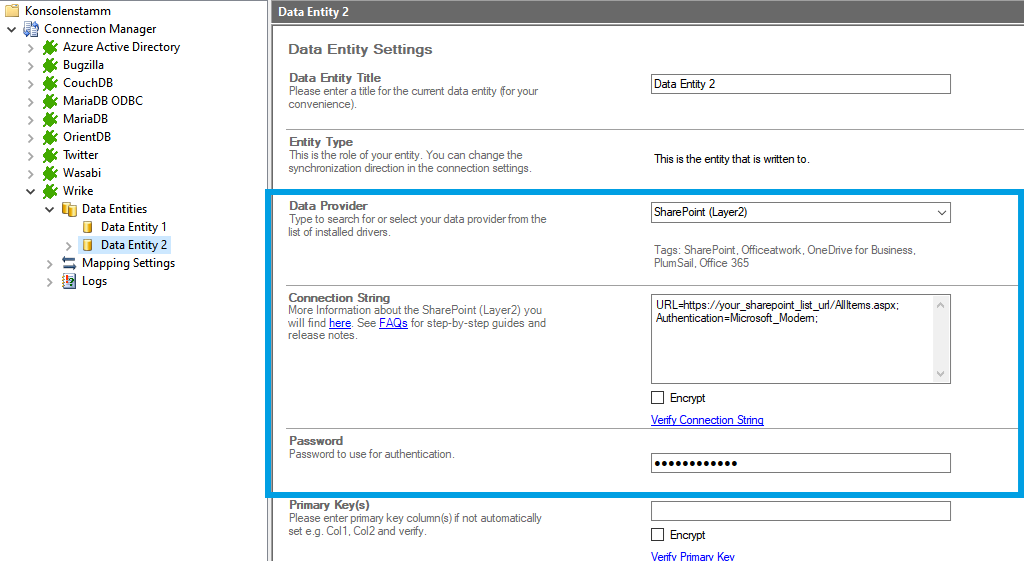 Target setup for wrike integration in the Layer2 Cloud Connector