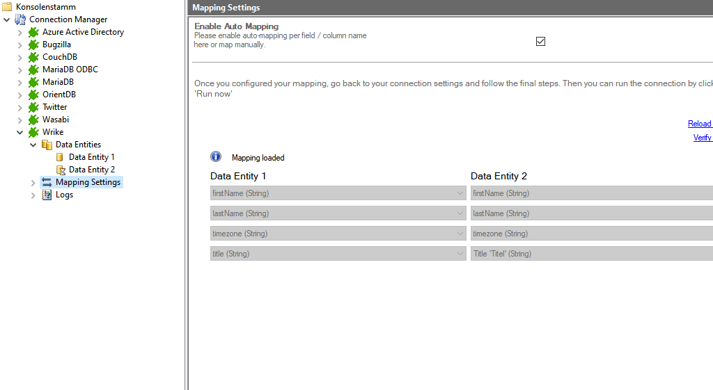 Mapping in the Layer2 Cloud Connector for wrike data integration