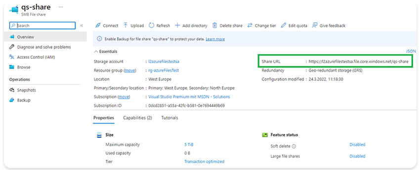 Azure Files URL Azure Files URL